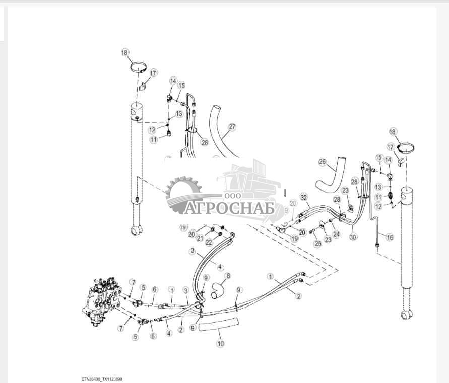 Гидросистема цилиндра стабилизатора (234970 